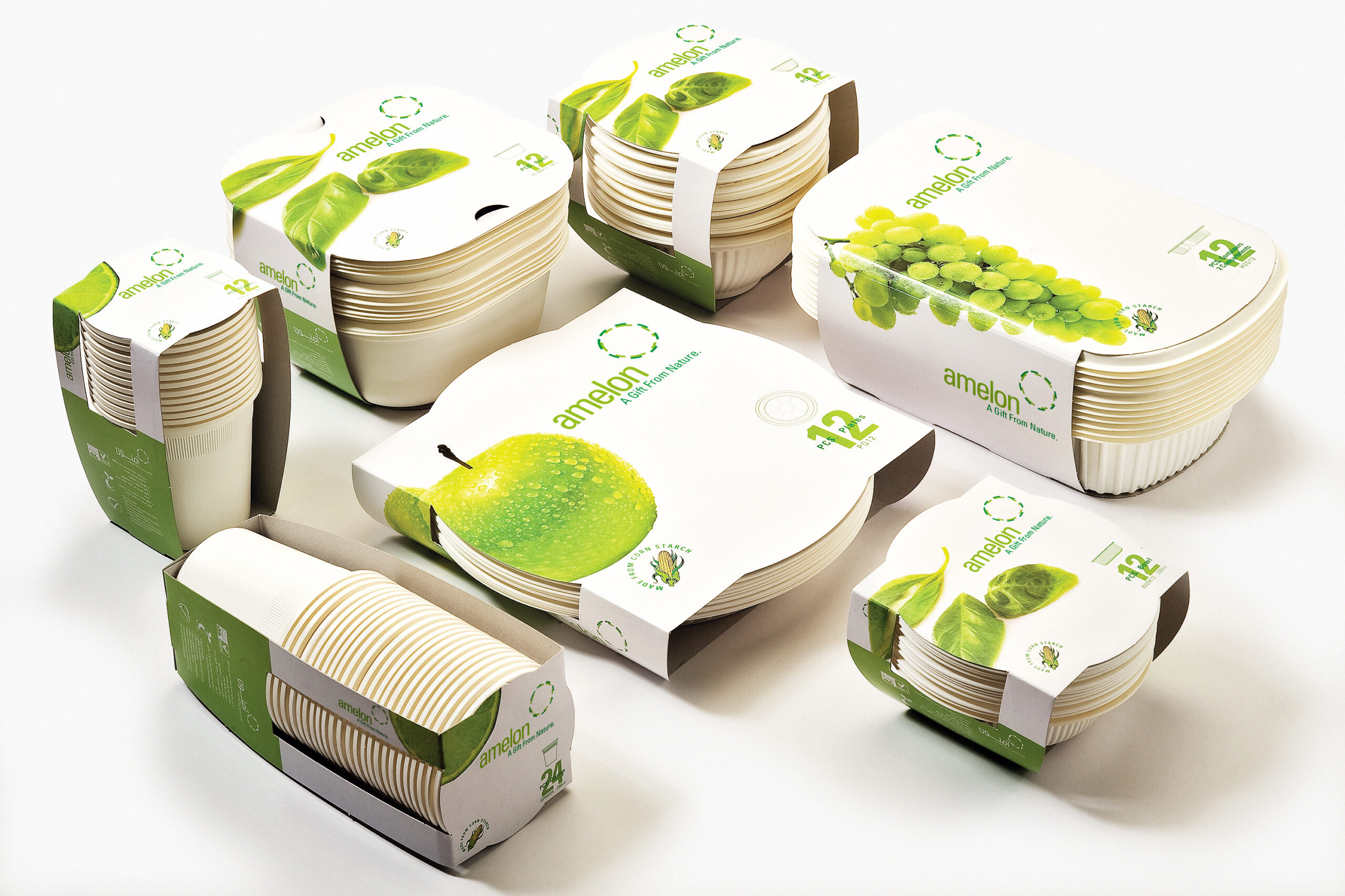 Amelon Biodegradables Sustainable Tableware Green Studio_Abbasi Majid_Abbasi Graphic_Design Branding Visual_Identity
